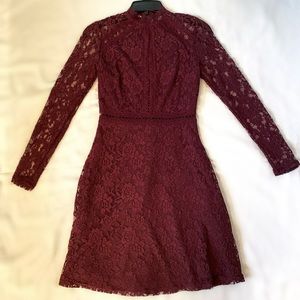 Purple Lace High Neck Dress